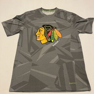 Chicago Blackhawks Performance Shirt Adult Medium Grey Center Ice NHL Hockey
